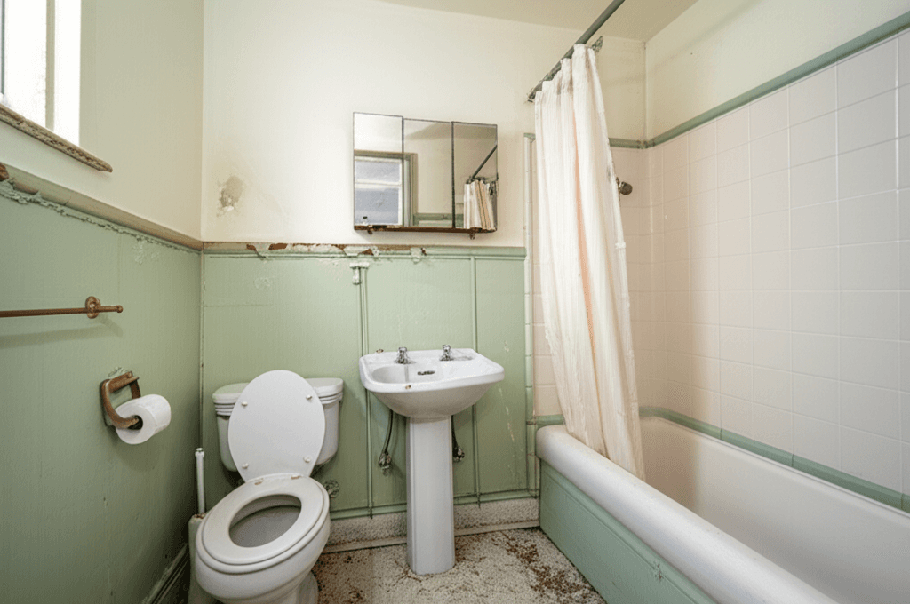 Rénovation complète salle de bain moderne - Avant